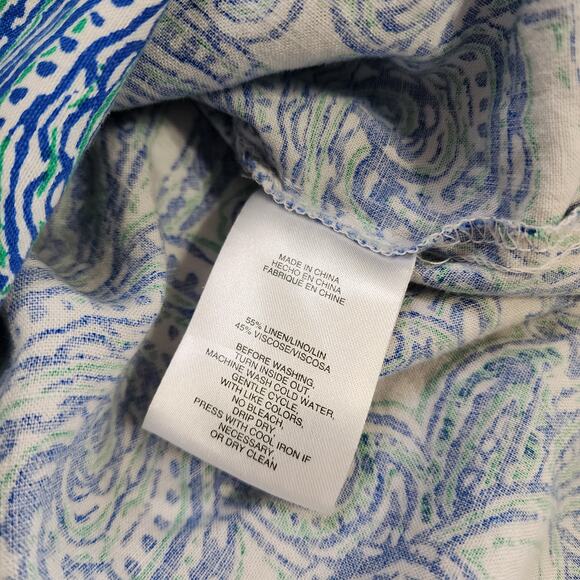 Jones New York Womens Linen Blend Kelly Paisley Print Blouse Plus Size 2X V Neck - Picture 8 of 11